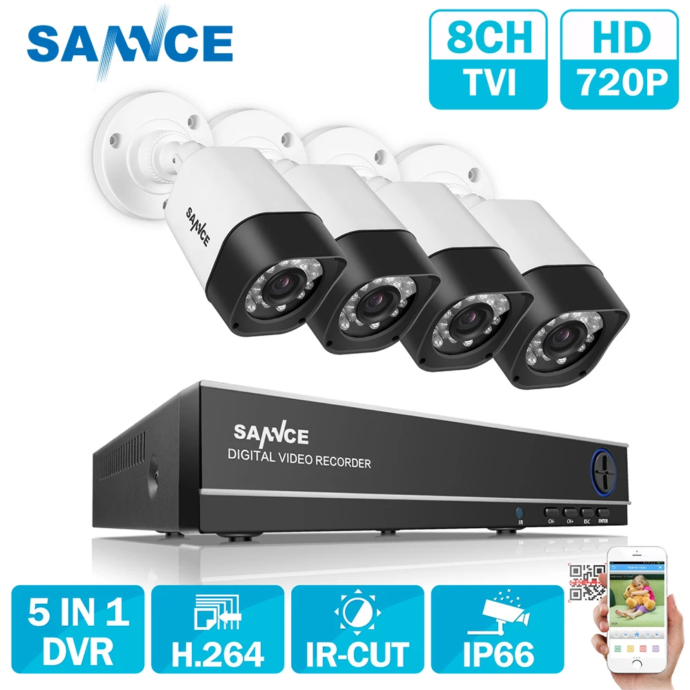 Камера Наружного видеонаблюдения SANNCE 8 каналов AHD 5 в 1 HDMI 1280*720 1200TVL Погодостойкая 0