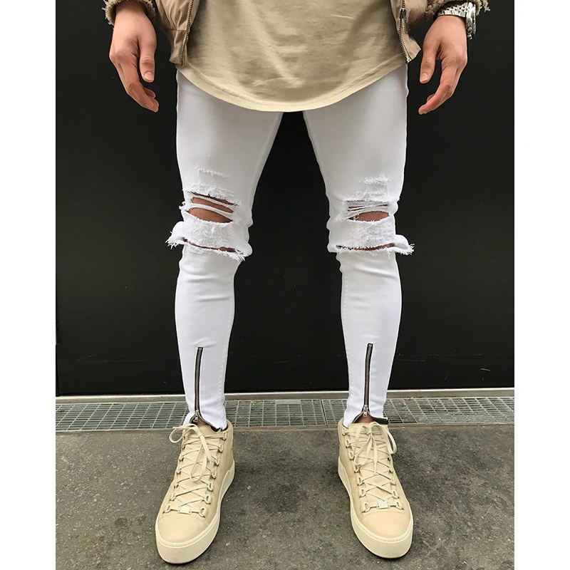 

Vogue Nice New Men Casual Pants Stretch Knee Ripped Biker Jeans Men Hole Hip Hop Brand Clothing Skinny Jeans