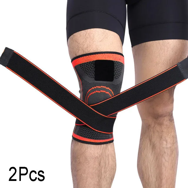 Orange-2Pcs 2 шт. Спорт Бег Велосипедный спорт тренажерный зал наколенники Поддержка подтяжки эластичный нейлон компрессионный наколенник протектор рукав для Волейбольного баскетбола - Цвет: Orange-2Pcs
