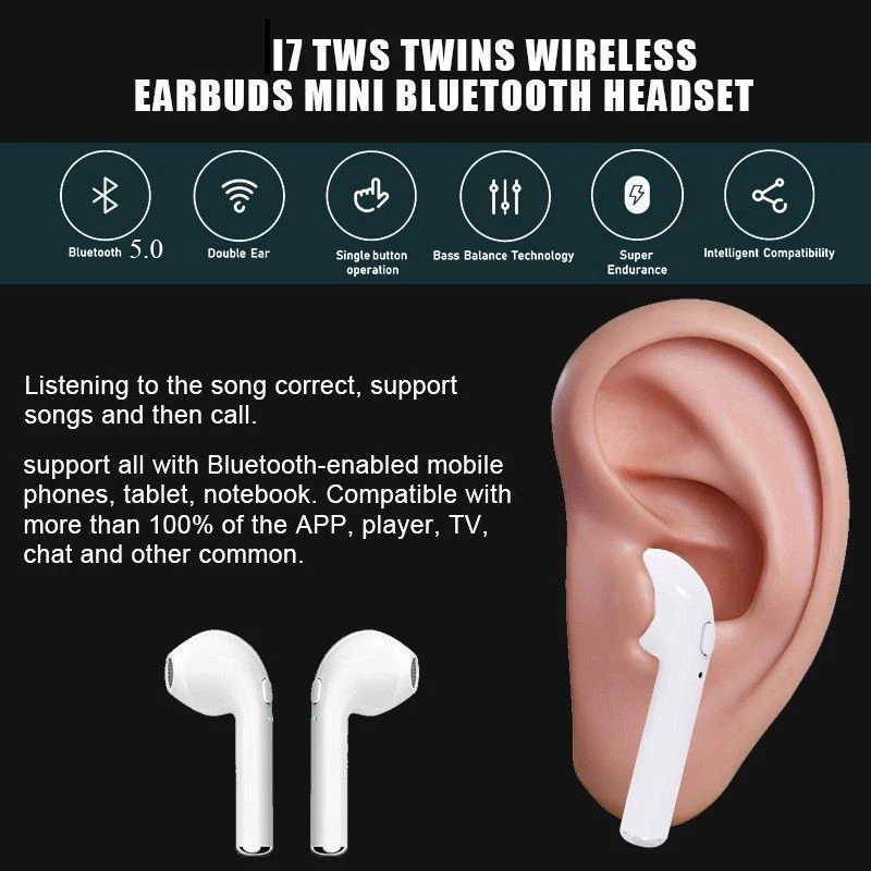 Хит продаж беспроводные Bluetooth наушники i7TWS стерео гарнитура спортивные для pods