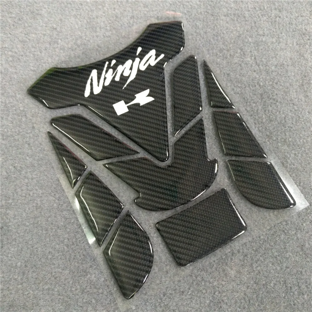 3D; обувь для езды на мотоцикле Kawasaki Ninja 250 300 400 650 R топливного бака Pad светоотражающие углеродного волокна костной ткани черного цвета