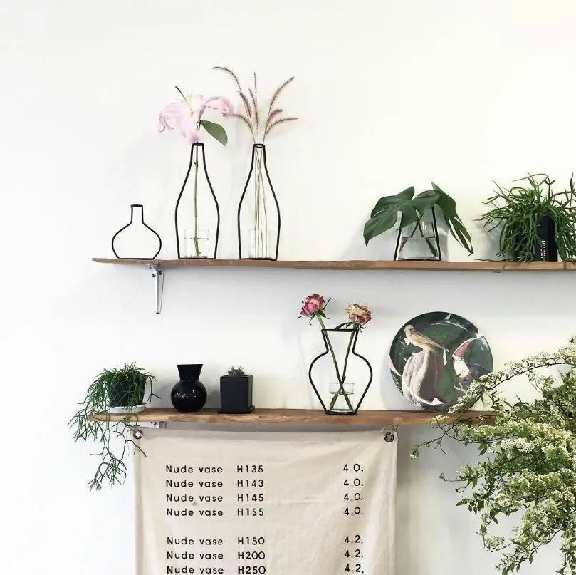 New Style Home Party Decoration Retro Iron Line Flowers Vase Metal Plant Holder Modern Solid Home Decor Nordic Styles Iron Vase
