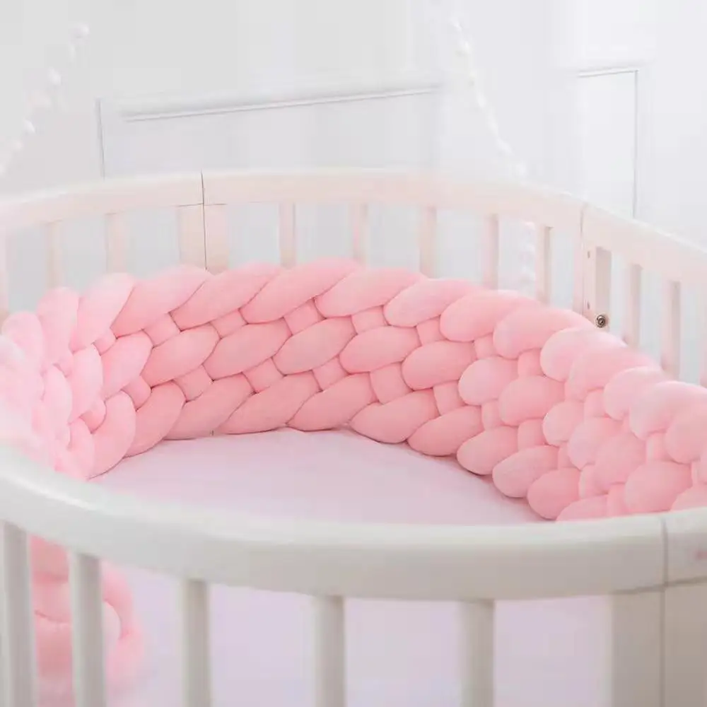 pink 2 м длина 22 см Высота Детские плетеные кроватки бамперы 6 полос узел Длинная Подушка, детские постельные принадлежности, детская кроватка комната дектор - Цвет: pink
