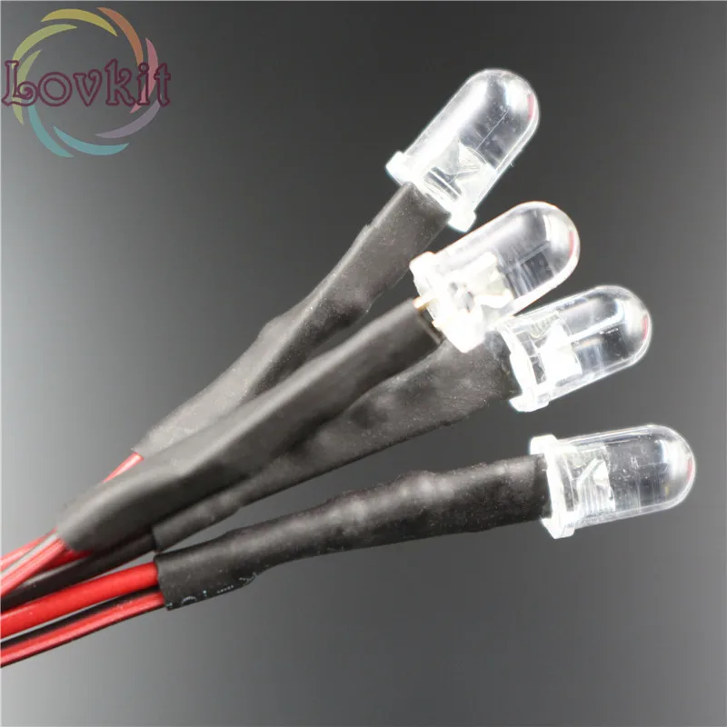 50pcs 5MM 12v Pre-Wired Resistor Round Top Yellow LED DC 20cm Emitting Diode DIY For car Lamp High Quality Wholesale Retail | Лампы и
