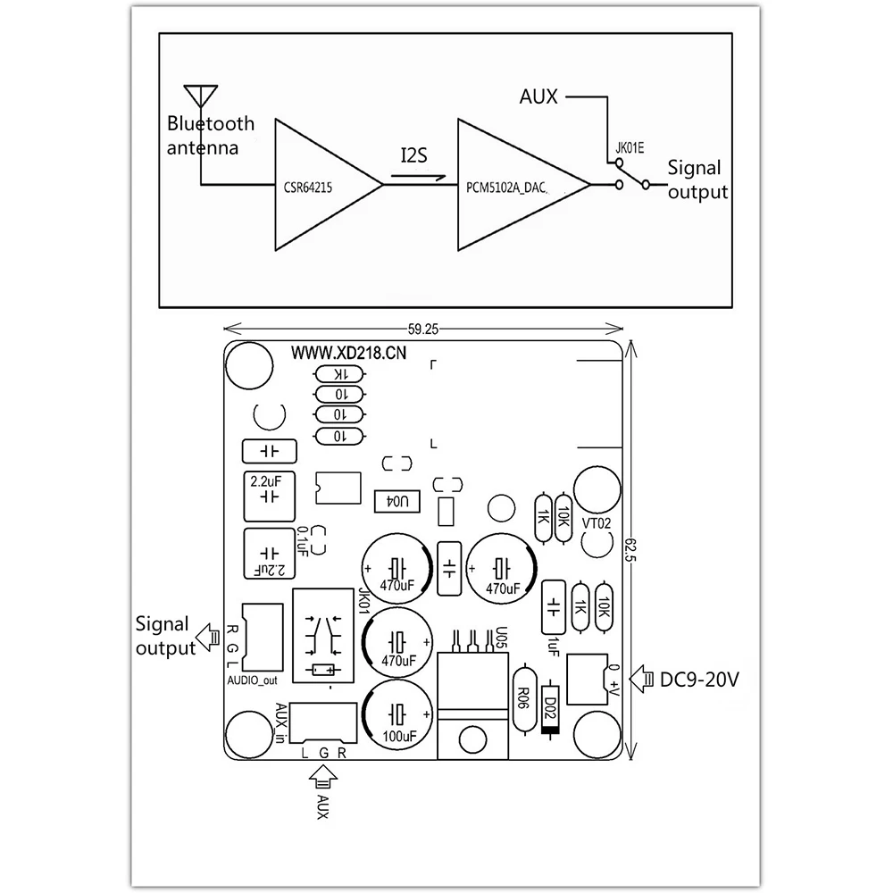 

AIYIMA CSR64215 4.2 Bluetooth Receiver + PCM5102A Decoding DAC Module DC5-20V For Headphones Amplifiers DIY