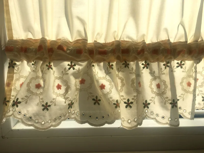 

1Pcs Home Decoration Coffee Curtains Short Curtains For Kitchen / Living Room Embroidered Lace
