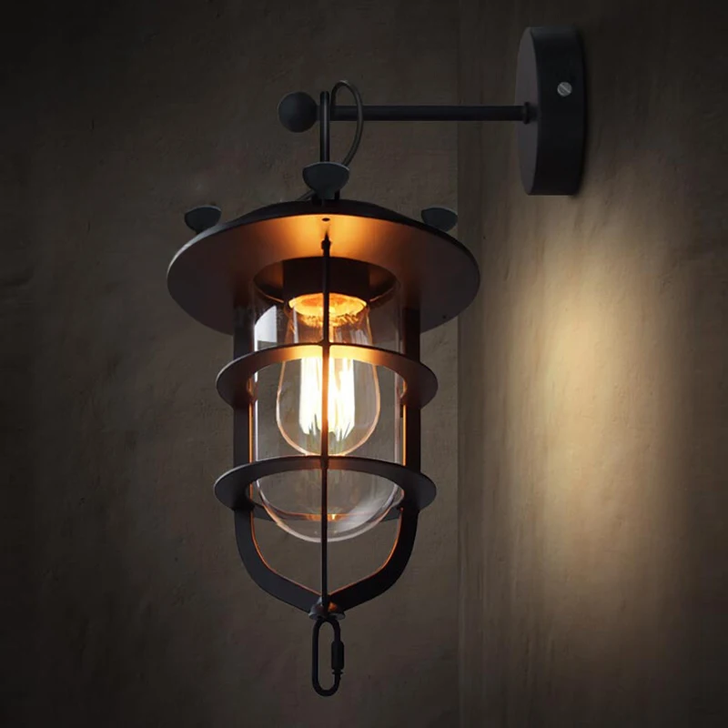 Европейский Винтажный Ретро черный металлический Каретный Настенный светильник