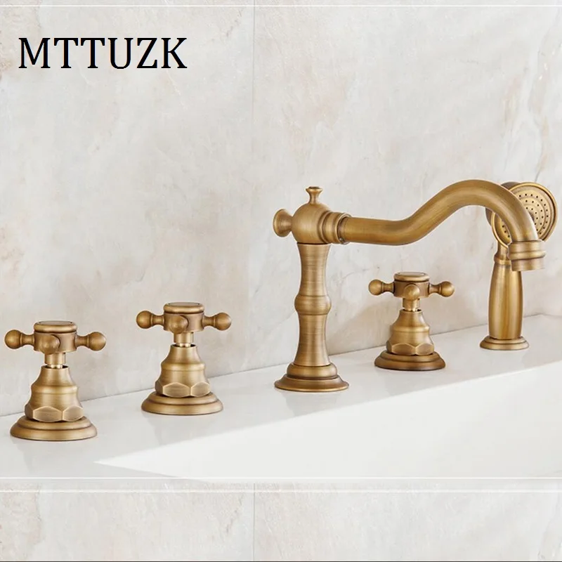MTTUZK античный хромированный медный кран для ванной комнаты горячей и холодной