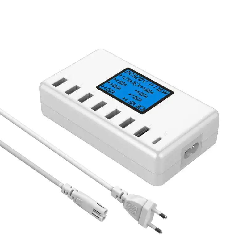 Европейский Союз (ЕС) Несколько USB Зарядное устройство Тип C 60 W/12A 8-Порты и разъёмы для рабочего стола, Зарядное устройство зарядная станция мульти Порты и разъёмы для путешествий для быстрого настенного Зарядное устройство концентратор ЖК-дисплей - Тип штекера: Европейский Союз (ЕС)