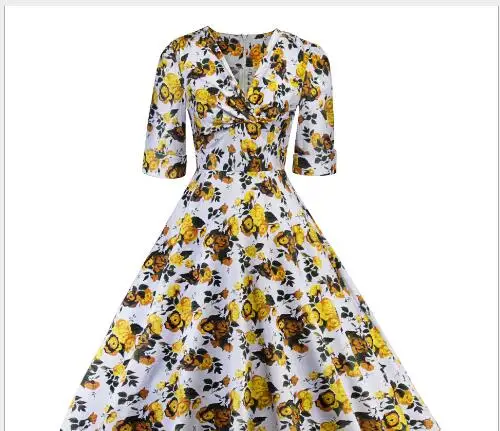 Женское платье 2019 Новая весна V-образный вырез Слегка облегающее Печатное A-силуэтное Женское верхнее платье Модное повседневное платье Длинный рукав Плюс размер.