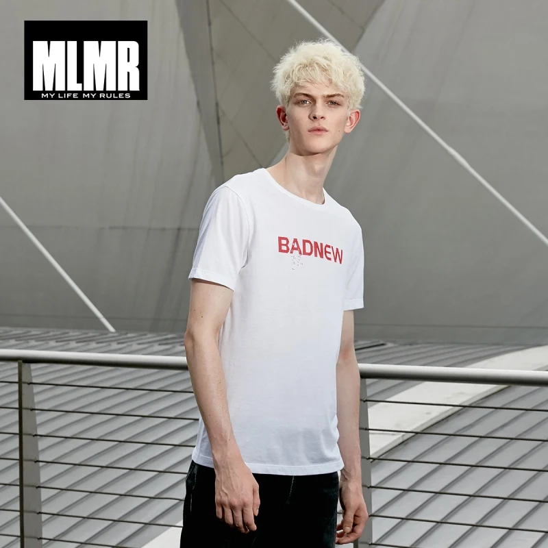 Мужская разноцветная футболка MLMR пуловер с круглым вырезом и принтом зубной