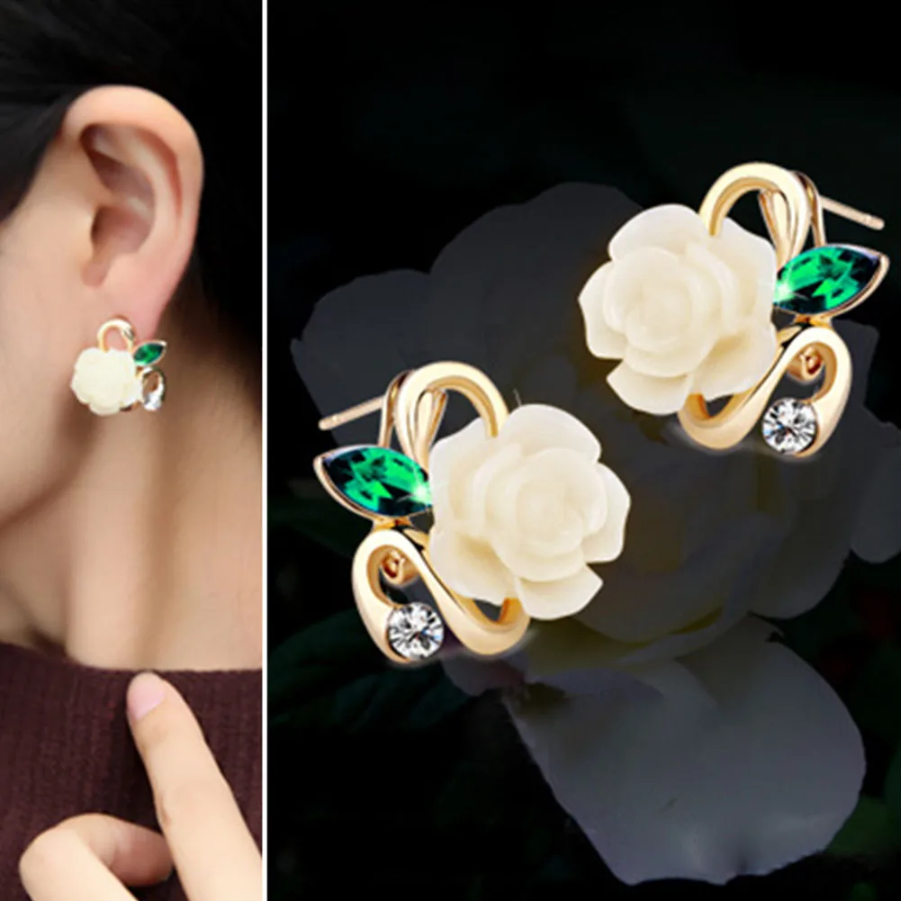 Новые розовые серьги гвоздики модные хрустальные роскошные свадебные со