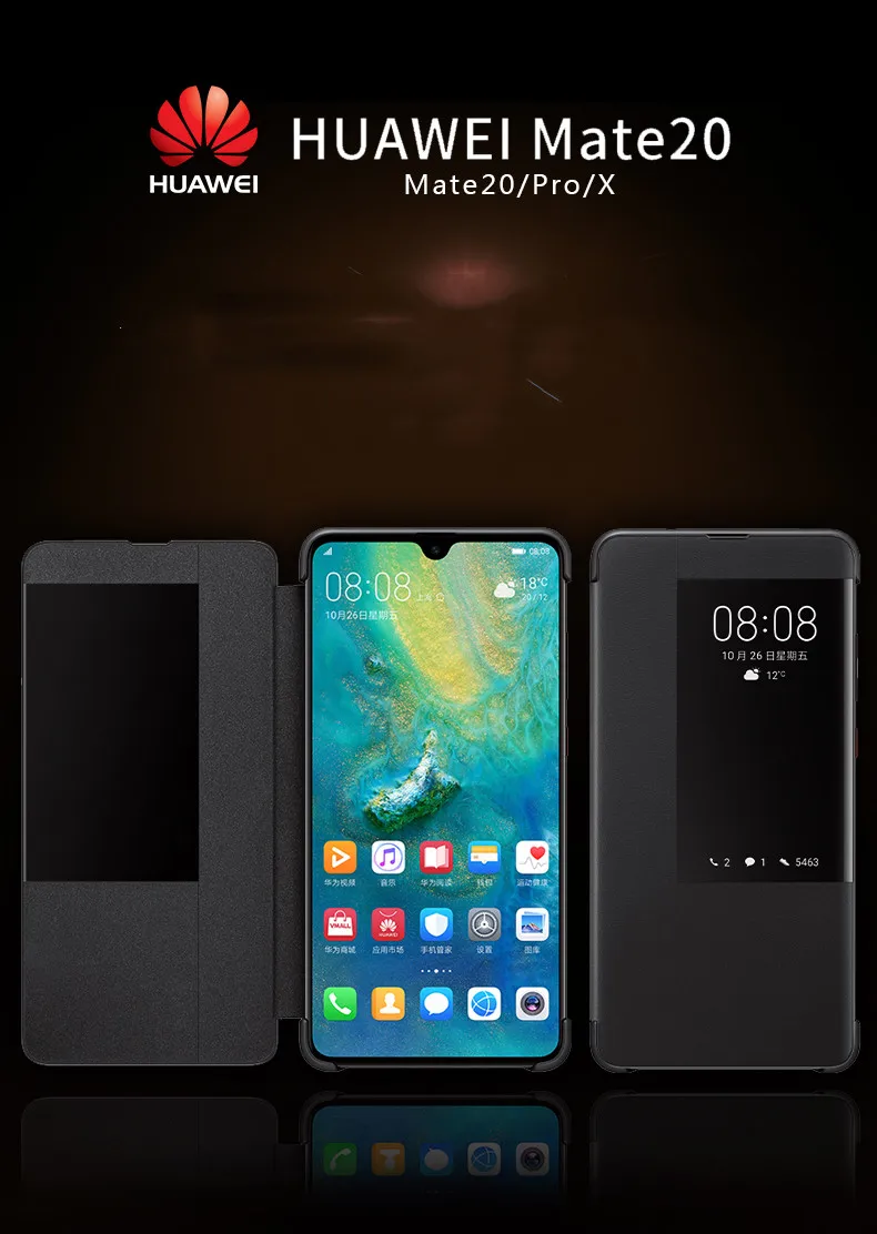 Кожаный флип-чехол для huawei mate 20 Pro, чехол с окошком для сенсорного экрана huawei mate 20 X, полностью защитный чехол