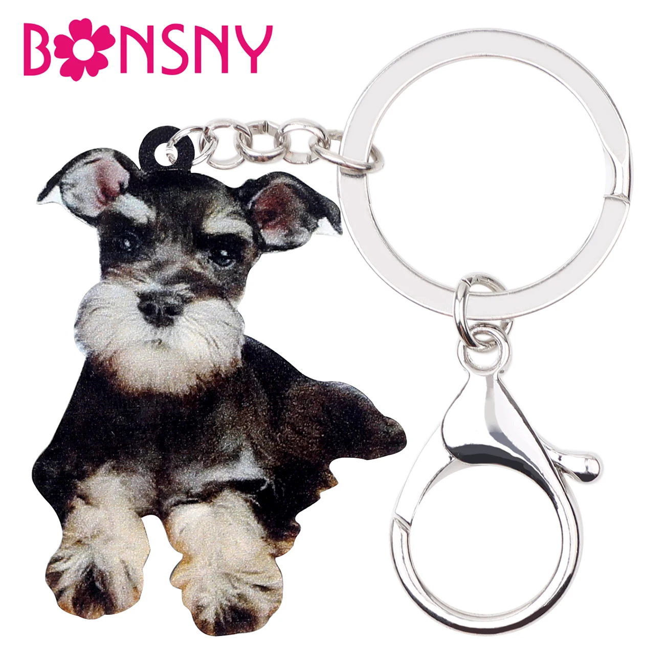 Bonsny акриловые аниме шнауцеры собака брелок кольцо держатель Новые животные