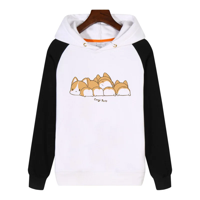 Мужская и Женская толстовка с капюшоном в стиле японского аниме A Pile Corgi Butt