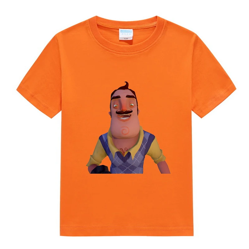 Высококачественная детская одежда с принтом Hello Neighbor Game хлопковая Футболка для
