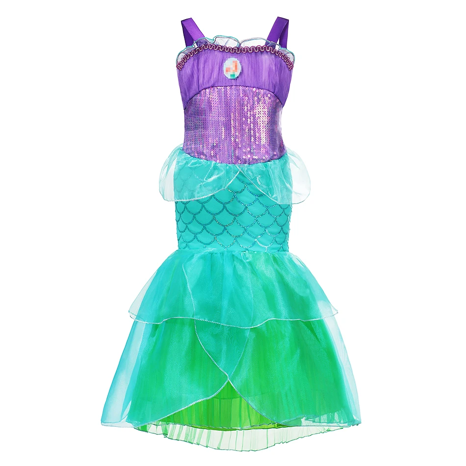 Fancy Little Mermaid Dress for Girl Kids Princess Costume Summer Party Birthday Clothing Child Carnival Gown Cosplay Arier | Детская