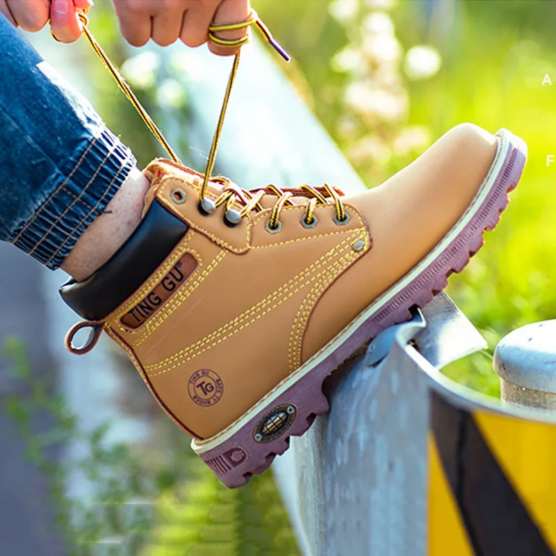 Мужские ботинки со стальным носком рабочие обувь с высоким берцем мужская