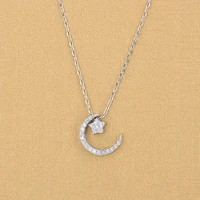 silver color moon star crystal collar necklaces pendant fashion jewelry gifts