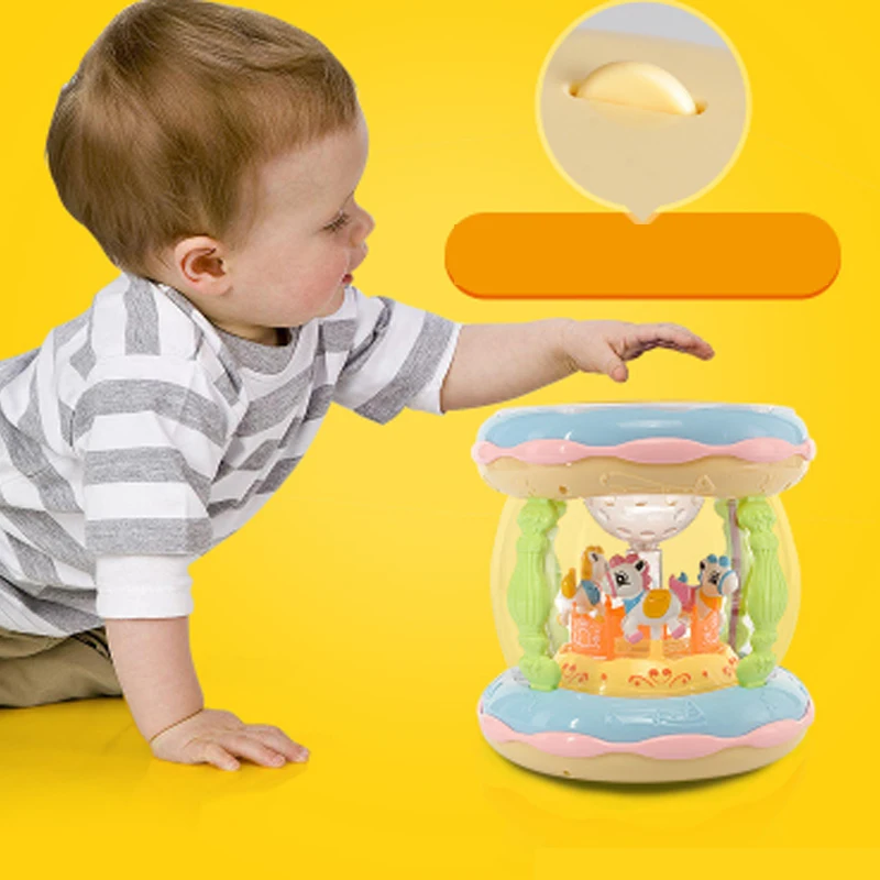 

Merry-Go-Round Clap Drum Baby Toys Children's Music Baton Hand Beating Drum Baby Intelligence Development Story With Light Toys