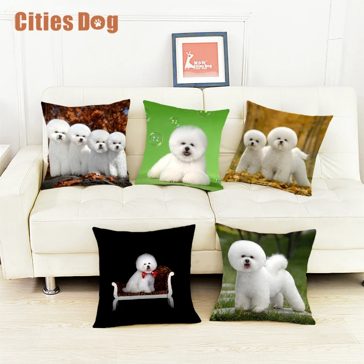 Bichon Frise кота собаки декоративные подушки накидки на подушки, новогодние украшения подарок бархатной ткани 35x35 55x55 см наволочка для подушки