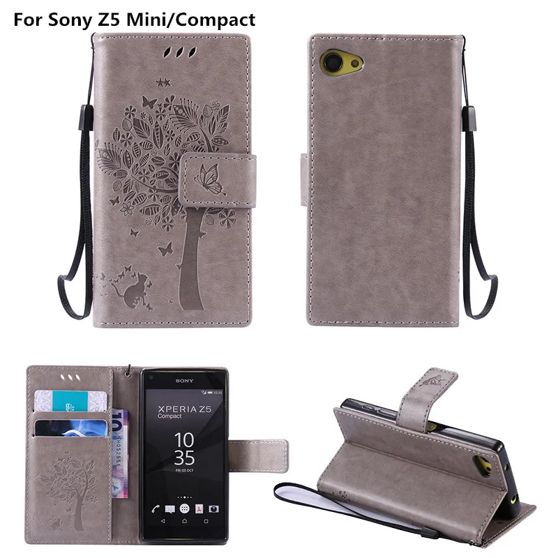 Чехол для Sony Z 5 Mini/Compact из тисненой искусственной кожи с кошельком откидной