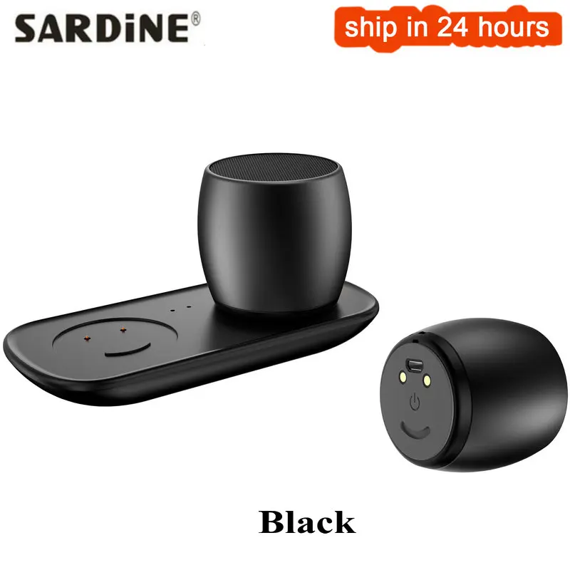 Black Sardine F1 металлический Bluetooth динамик s TWS система Колонка портативный мини-динамик 3D стерео компьютерный сабвуфер громкий динамик MP3-плеер - Цвет: Black