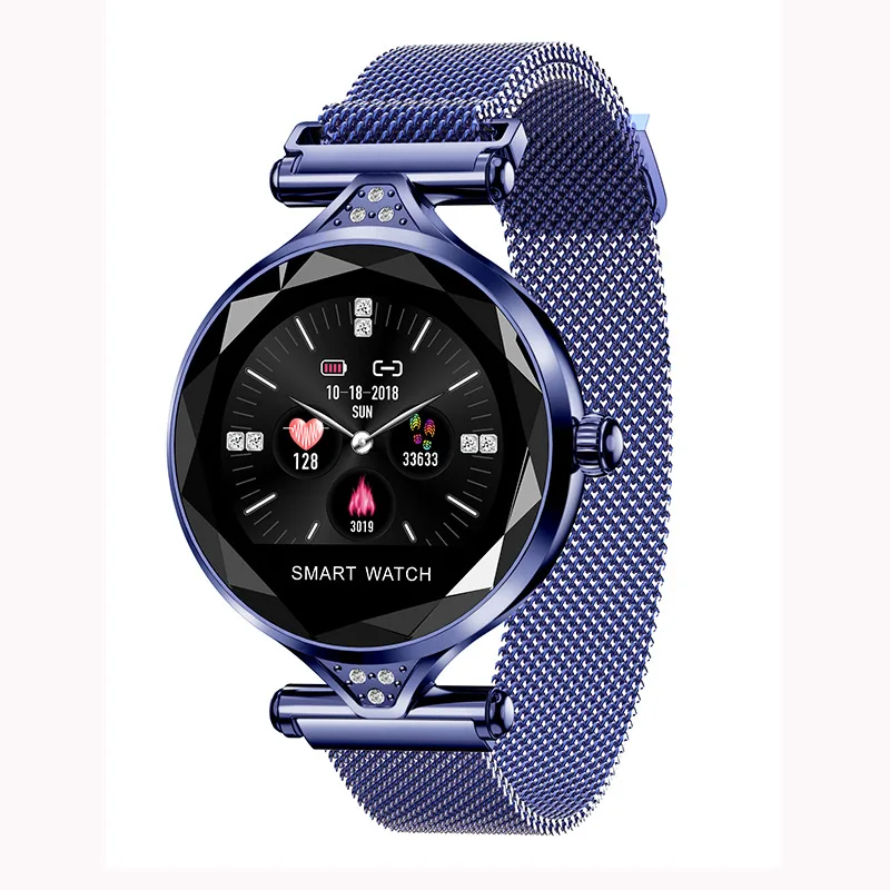 Blue H1 женские Смарт-часы для девочек, умный Браслет, носимое устройство, Bluetooth, шагомер, пульсометр, умный Браслет - Color: Blue