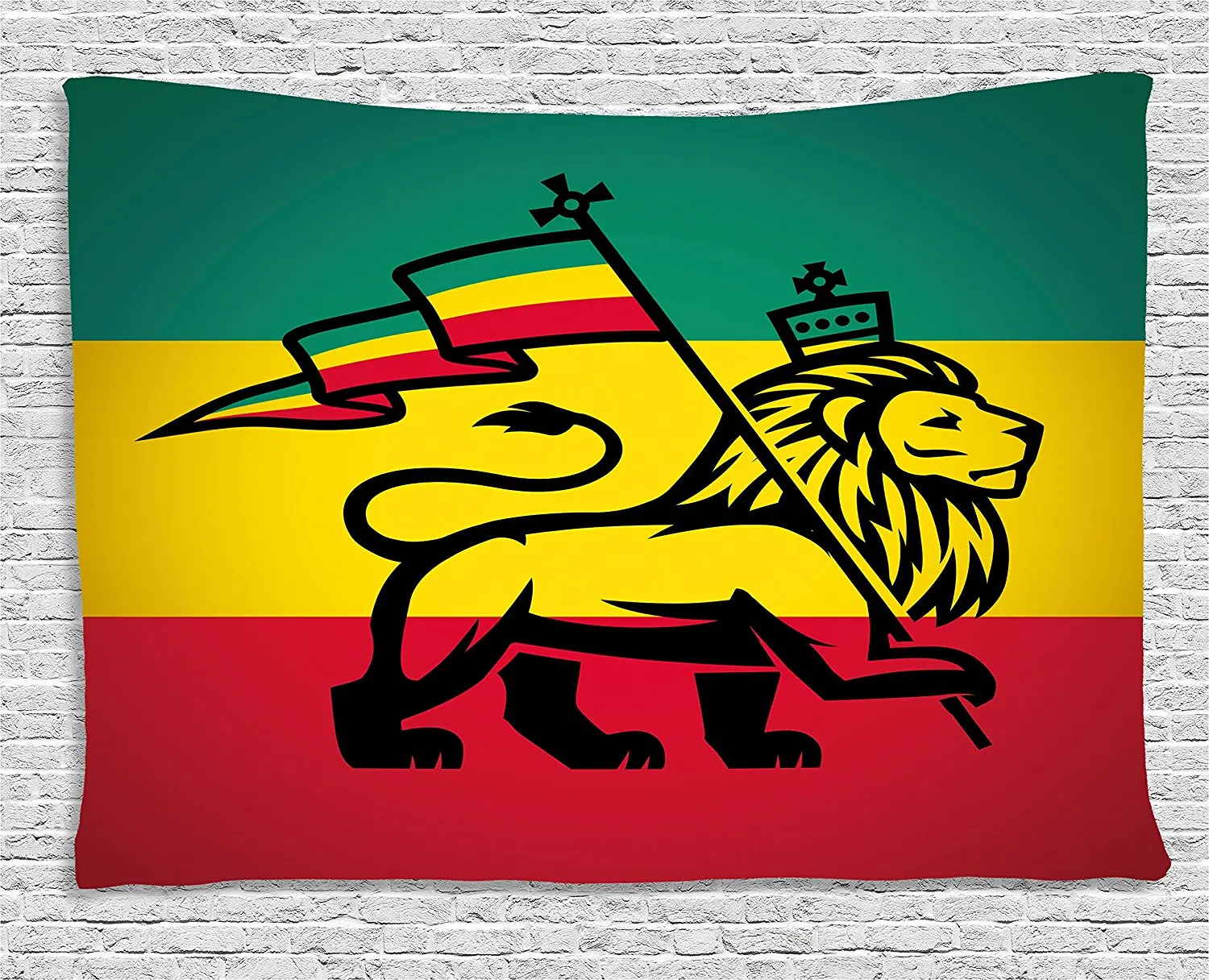 Гобелен Rasta juah Lion с флагом Rastafari тематическая Художественная печать изображением