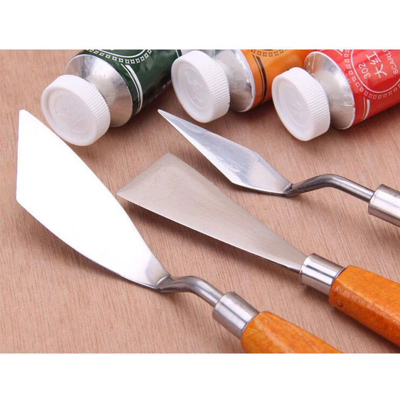 

Oil painting scraper palette knife art acrylic gouache paint blade pick knife knife 3 sets
