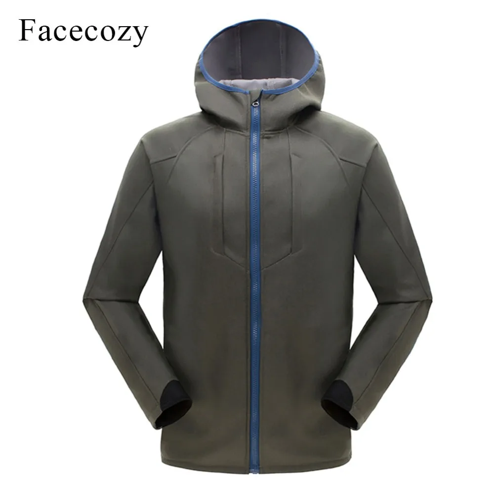 Facecozy Мужская зимняя флисовая ветровка с капюшоном мотоциклетная куртка