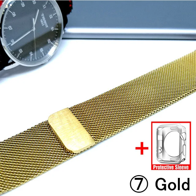 7-Gold Миланская петля для Apple Watch 5/4 40 мм 44 мм браслет из нержавеющей стали ремешок для наручных часов для iwatch серии 4/3 38 мм 42 мм - Цвет ремешка: 7-Gold