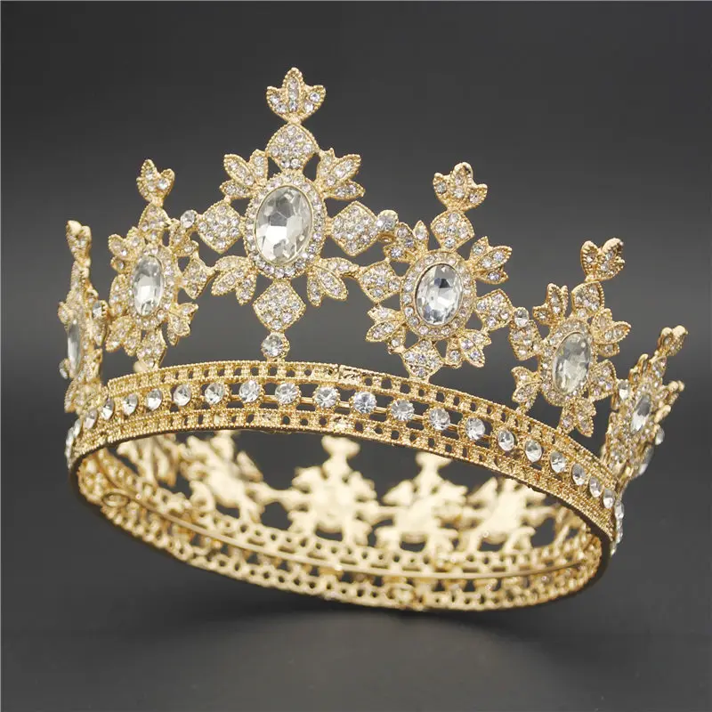 

2022NEW Fashion Gold Crystal Tiara Crown for Wedding Hair Accessories Queen King Diadem Hair Jewelry Wedding Tiaras and Crowns