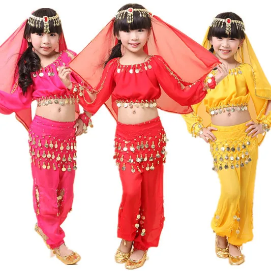 Детский набор костюма для танца живота Детская танцевальная одежда индийская