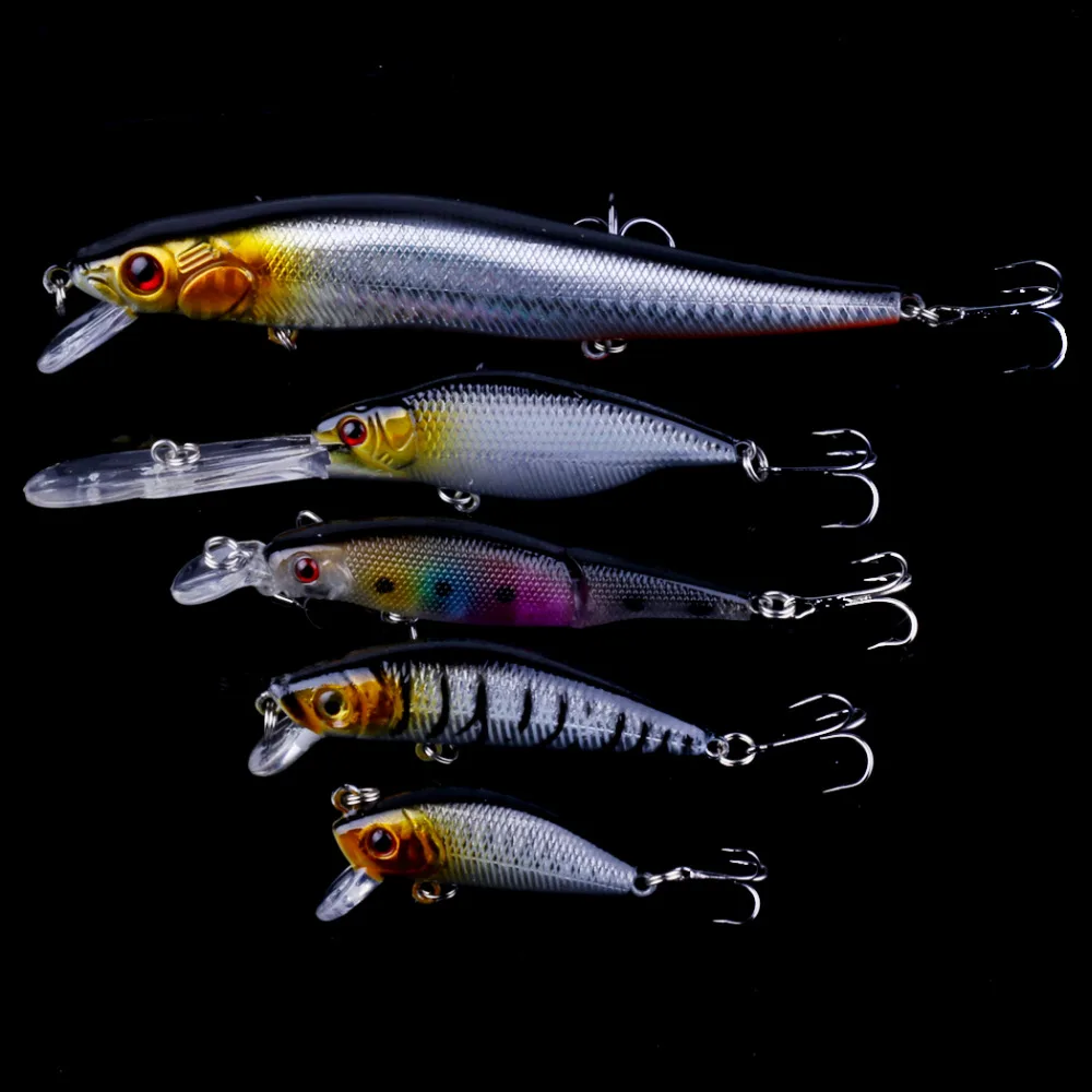 

5pcs Minnow Fishing Lure Kit China Hard Bait Wobblers Fishing Tackle