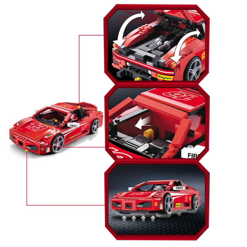 8613 512 шт. Technic enlighten Racing F430 спортивный суперкар строительные блоки Набор