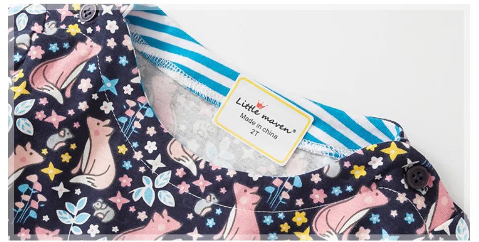 Little maven kids brand clothes 2018 autumn dress new baby girls Cotton fox print girl pockets dresses S0375 | Детская одежда и