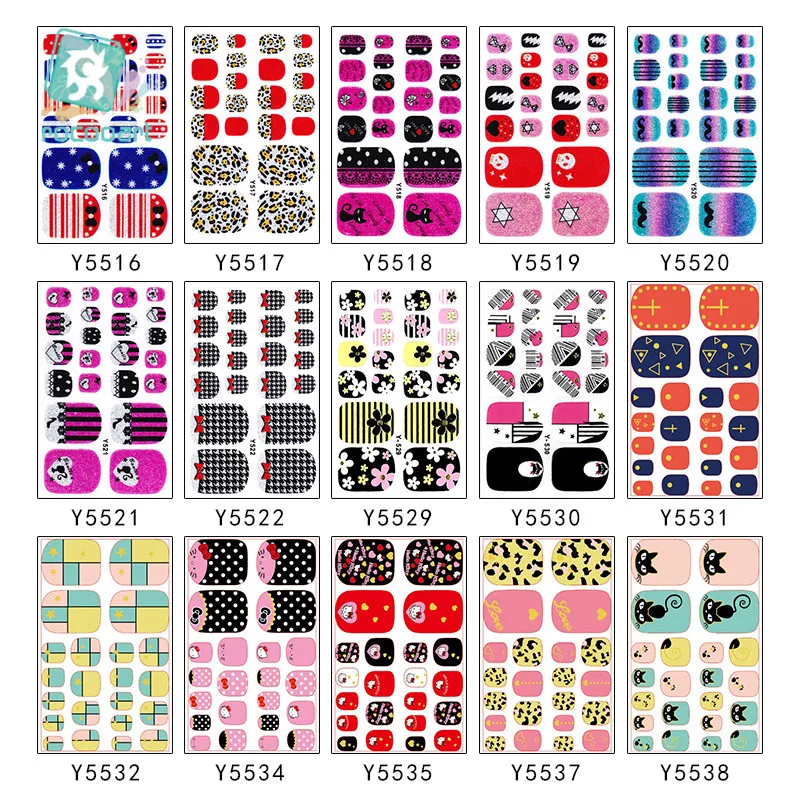 Y55 Series-10pcs ногти Полный Обертывания самоклеющиеся наклейки для ногтей