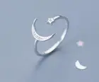 100% Оригинальные искусственные серебряные ювелирные изделия, обручальное кольцо, луна, звезда, CZ 4a + набор колец, свадебный подарок