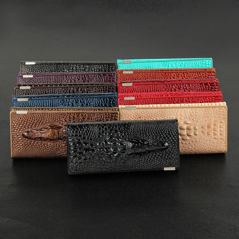 13 Цветов женский Кошелек Искусственного Крокодил Длинные Сцепления Кошельки