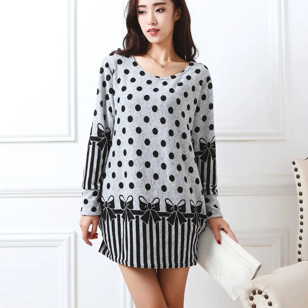 2018 новое осенне-зимнее модное женское платье с длинным рукавом плюс размер