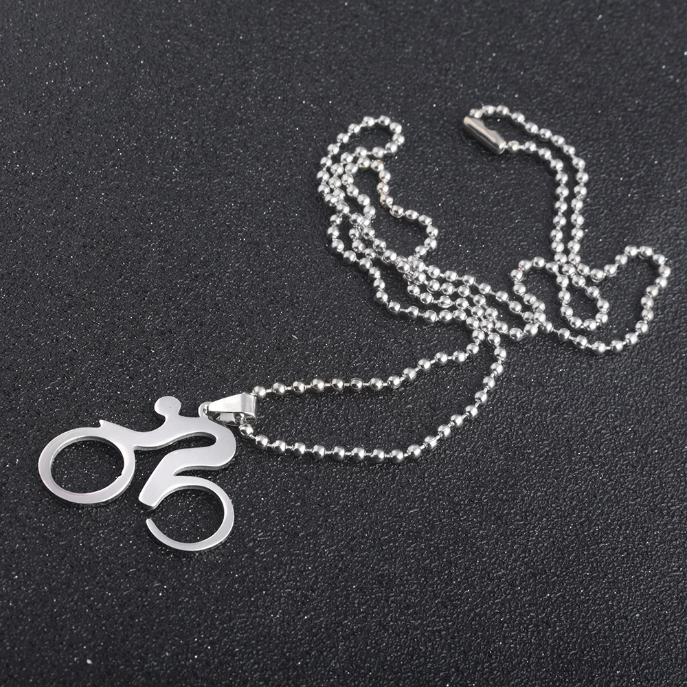 Fashion Trendy Jewelry Bike Pendant Stainless Steel Necklaces Cycling Necklace Simple and exquisite summer accessories | Украшения и