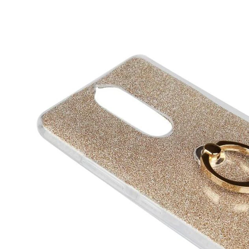 Cover Phone Case For Lenovo K5 Note Vibe Pro 5.5&quot TPU Silicone Transparent Shell Flash Glitter Powder Finger Ring Stent |