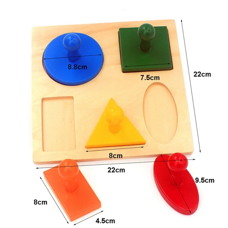 Высокое качество материалы montessori учебные пособия игрушки геометрическая форма, однотонные дерево пять видов геометрический Форма s доска Математические Игрушки - Цвет: Белый