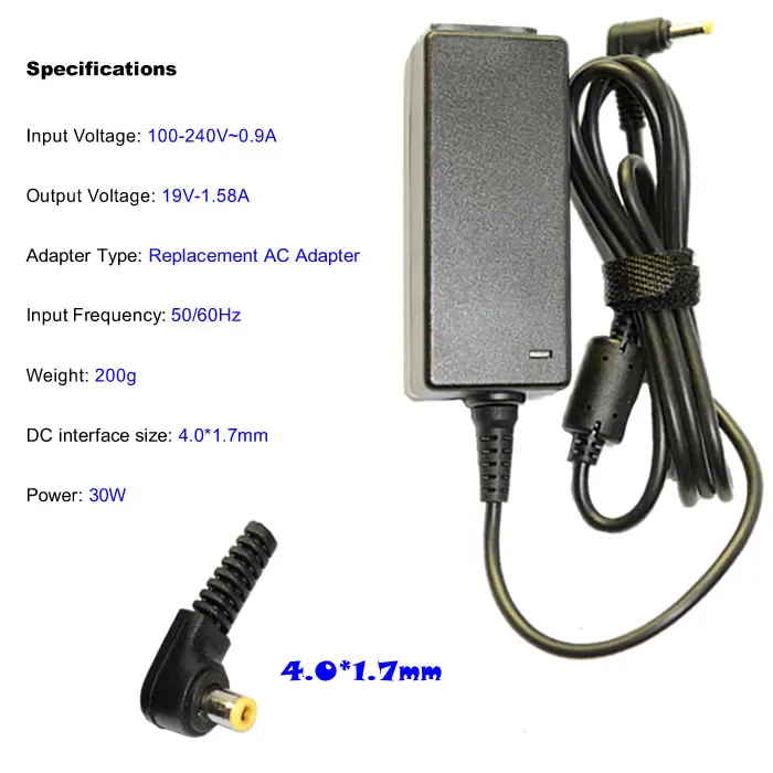 19V 1.58A 4 0*1 7 MM 30W Замена Для HP Compaq Mini 700 730 110 1000 1100 110-1000 hstnn-e04c адаптер переменного тока