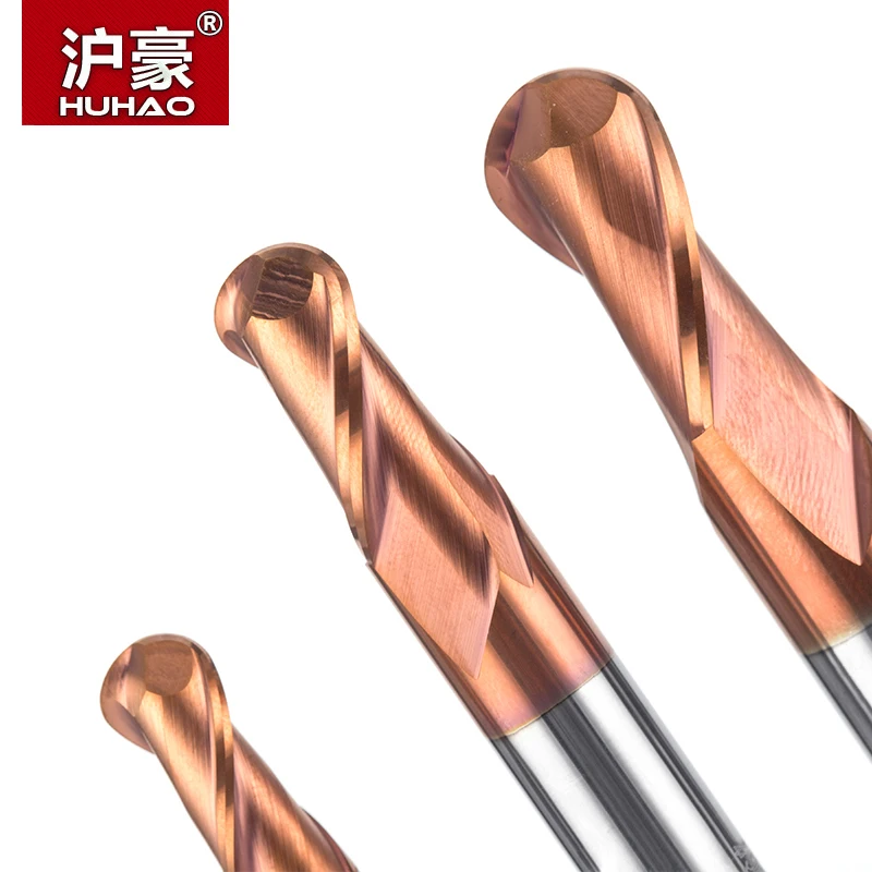HUHAO 1pc HRC50 Tapered Ball Nose End Mill Tungsten Coated Head Cutter Steel R0.5 R6mm CNC Engraving Bit|cnc engraving bits|engraving bitsball nose |