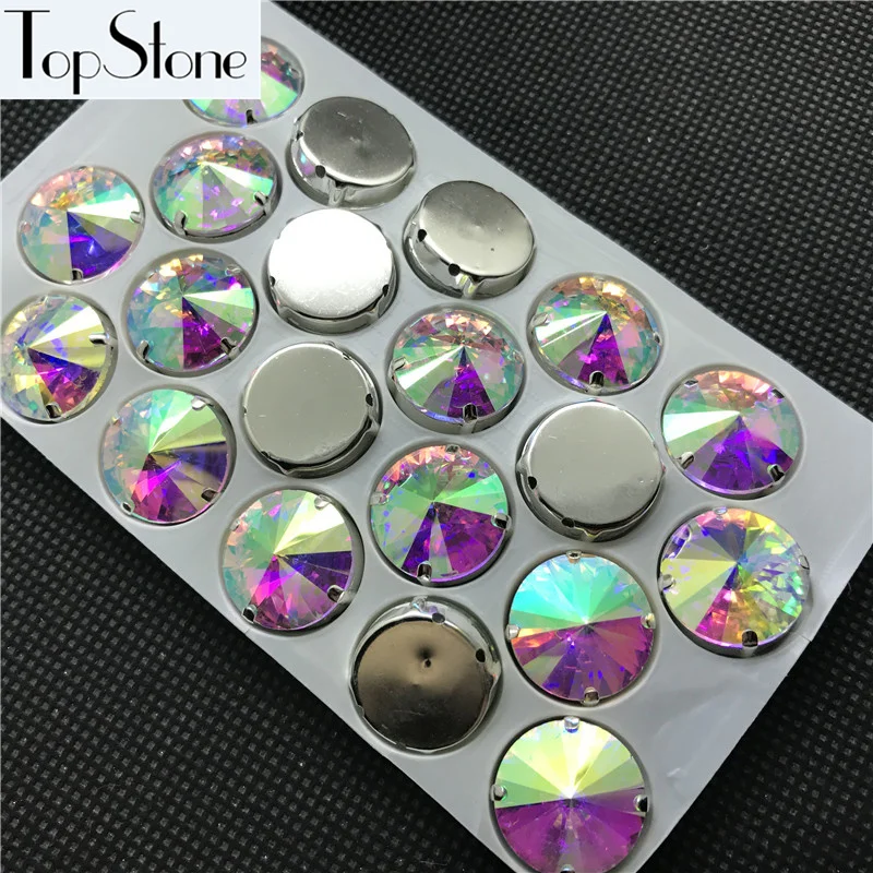 Topstone Crystal AB Цвет Rivoli Кристалл необычный камень с установкой когтей 6 8 10 12 14 16 18 мм