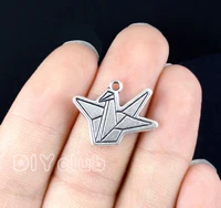 50pcs paper crane charms antique silver origami crane charms pendant 22x17mm