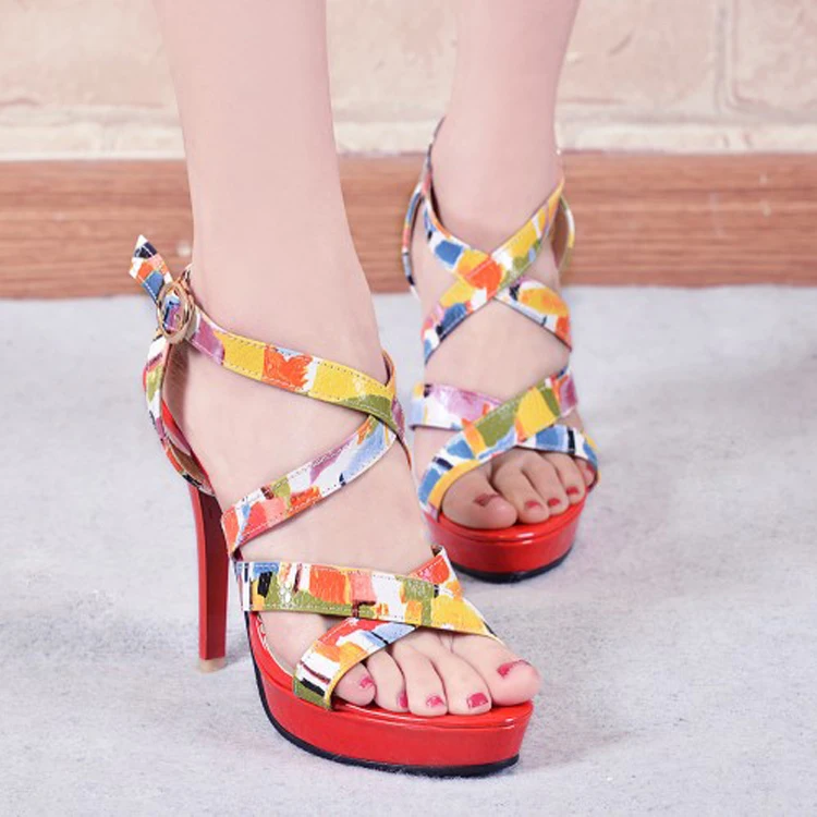 Big Size 11 12 13 ladies summer platform sandals women shoes woman One-word buckle slim heel front and back tripping open toe | Обувь