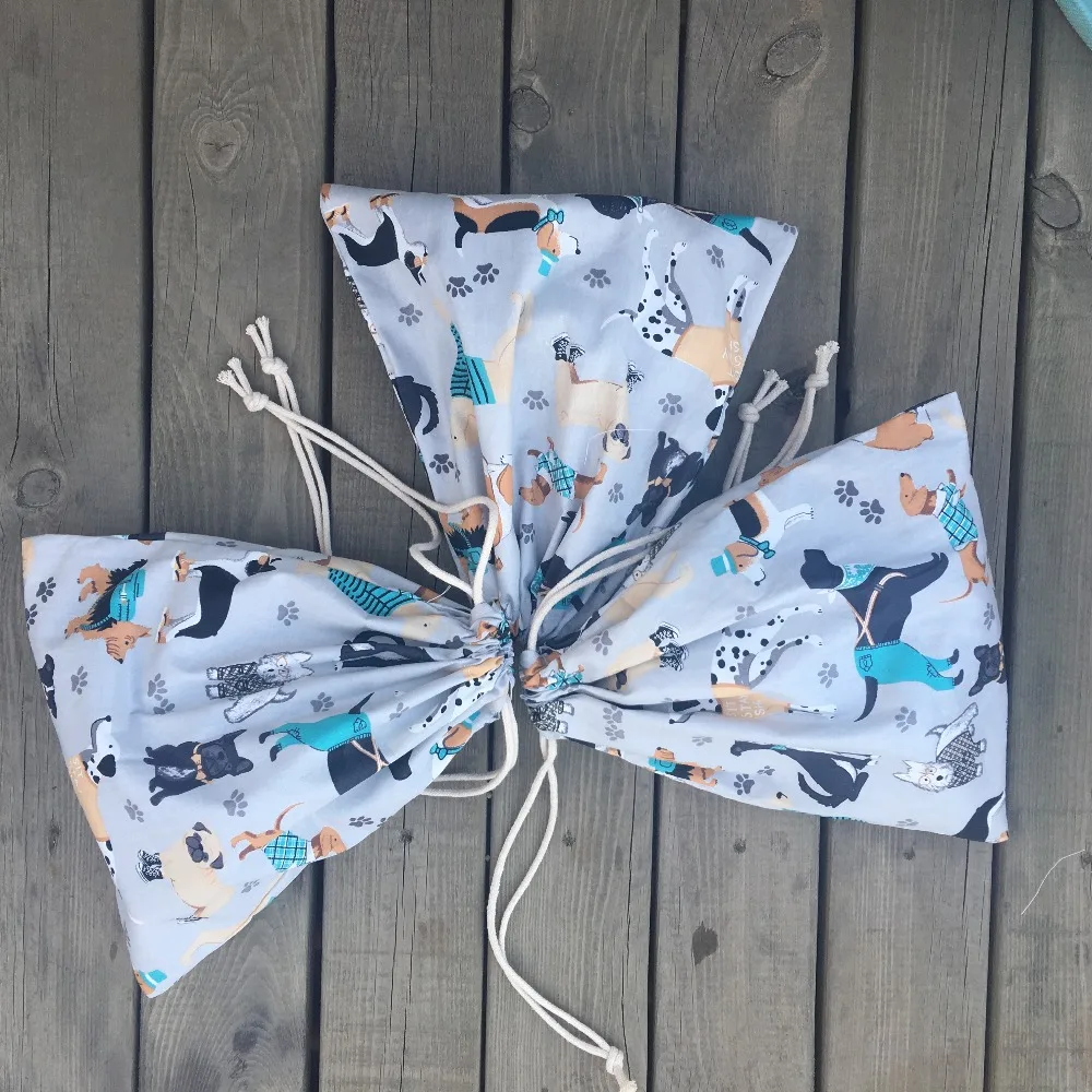 Cotton Twill Drawstring Multi-purpose Bag Party Gift Bag Various Dogs Pet Animals YL73